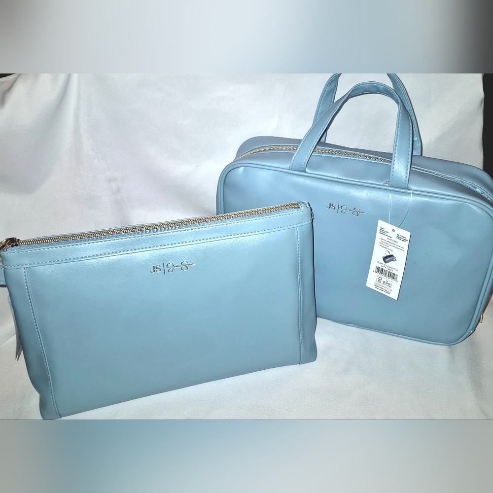 Jessica Simpson X Conair Weekeder Bag & Large Clutch - Light Blue - Bundle Price